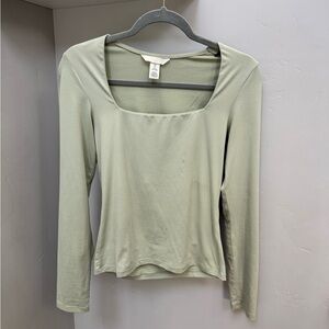 H&M Light Green Long Sleeve Top